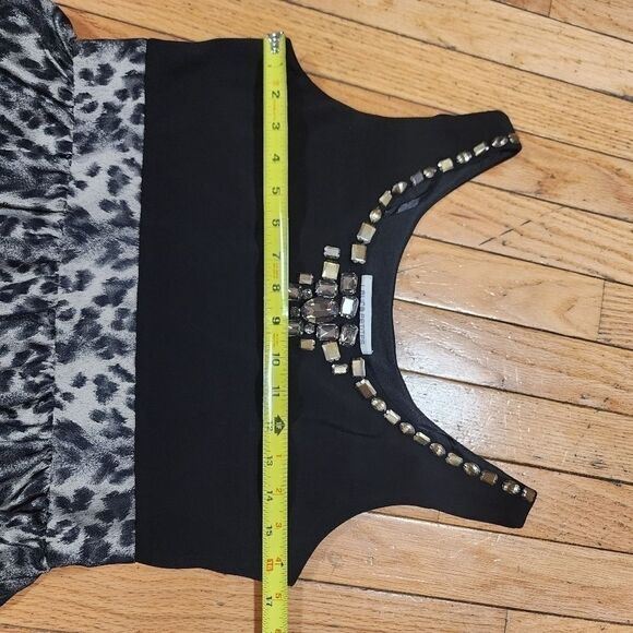 Laura Petites Dress Leopard Print Embellished Empire Waist Women’s Size 12P - Picture 6 of 12